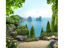 digital mural wallpaper, расширение-пространства, пейзаж, море, бухта