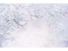 digital mural wallpaper, 3д, стена, розы, лепнина