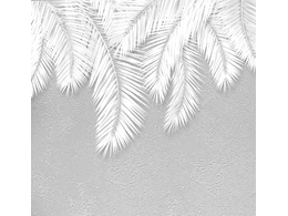 digital mural wallpaper, белые пальмовые листья, серый, текстурный, фон
