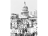 digital mural wallpaper, черно-белый, урбанистика, городской пейзаж, фотообои
