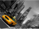 digital mural wallpaper, Нью-Йорк, желтое, такси, черно-белое