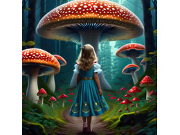 digital mural wallpaper, детские, Алиса, лес, грибы