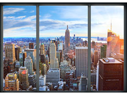 digital mural wallpaper, окно, вид, нью-йорк, америка