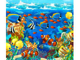 digital mural wallpaper, океан, море, коралловый риф, рыба